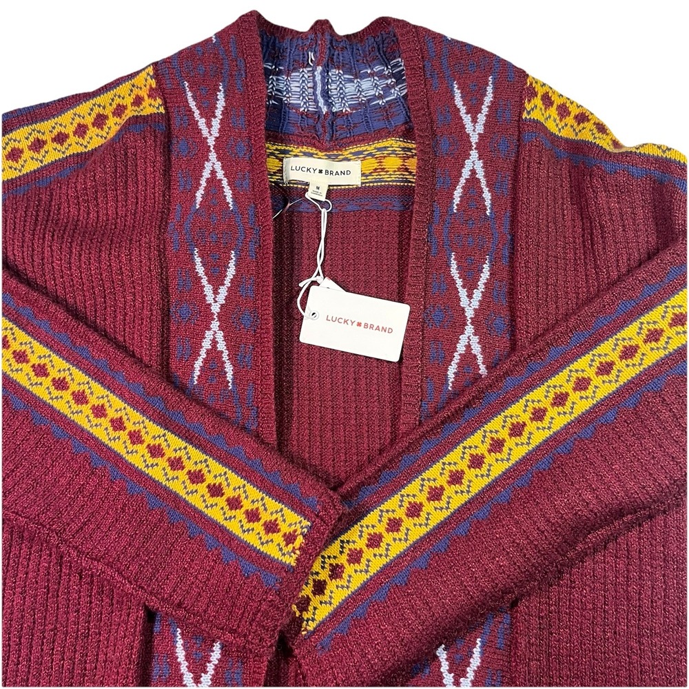NWT Lucky Brand Women's‎ Long Open Cardigan Size M Western Theme Msrp $149